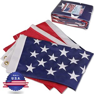 American Flag Heavy Duty 3x5 Made in USA All Weather Sewn Stripes Embroidered Stars American Flag Made in USA, Heavyweight Nylon American Flag 3x5 Outdoor