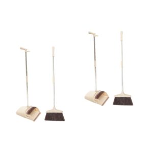 yarnow 2 sets broom set floor sweeper broom and dustpan household cleaning garden dustpan kitchen brooms broom with dustpan long handle broom handled office outdoor shovel plastic