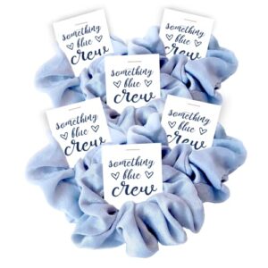 something blue crew gift, hair scrunchie, bachelorette favors, bridesmaid proposal box items, bach weekend bridal party thank you - 6 pack