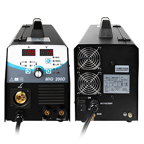 2023 Upgrade MIG Welder 200A Welding Machine 3 in 1 Combo MMA/MIG/LIFT TIG Welder Machine, Flux Core Welder 110V Dual Voltage Gas Gasless Stick Welder Portable Welding Machine