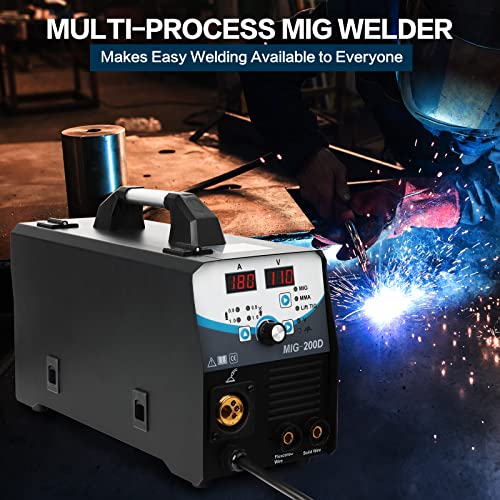 2023 Upgrade MIG Welder 200A Welding Machine 3 in 1 Combo MMA/MIG/LIFT TIG Welder Machine, Flux Core Welder 110V Dual Voltage Gas Gasless Stick Welder Portable Welding Machine