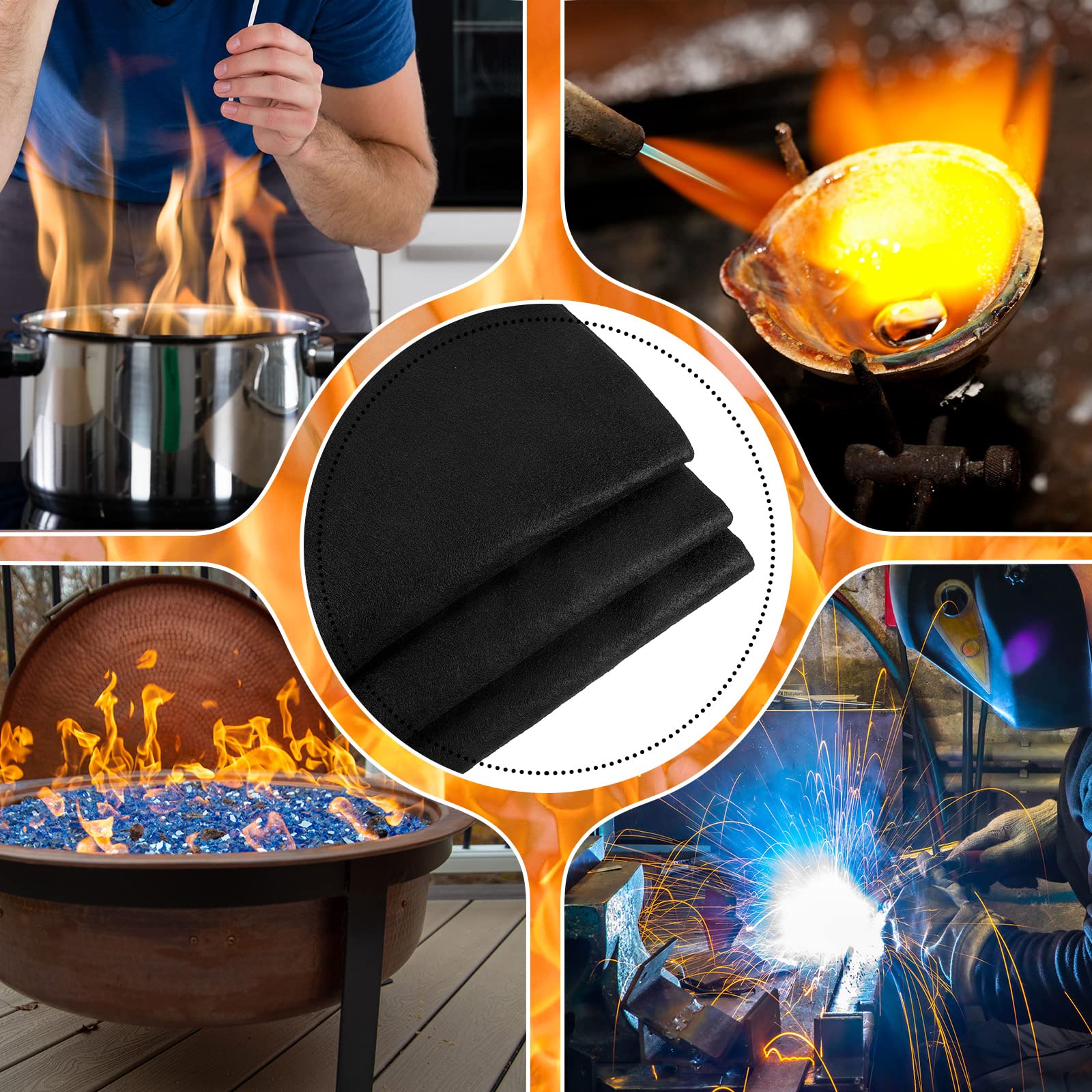 8 Pcs High Temp Welding Blanket Fireproof Carbon Felt 20" x 20" x 1/7" Thickness Flame Retardant Fabric up to 1800°f Fireproof Fabric Fire Retardant Blanket for Glass Blowing Camp Stove Grill