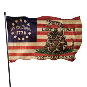 hnjgno dont tread on me flag we the people 3x5 ft 1776 retro american polyester double sided mirror printing outdoor house patriotic banner decorate yellow (srf-054)