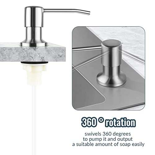 1 Pcs Soap Dispenser for Kitchen Sink Stainless Steel Built in Soap Dispenser Countertop Pump Head with 17OZ Large Liquid Bottle fit Kitchen Bathroom (Silver)