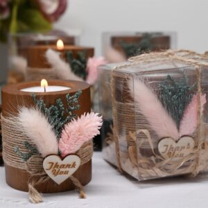 Wedding Favors Baptism Favors Set of 8 Wooden Cylinder Parties Tealight Wood Candle Holders for Table Centerpiece Bridal Shower Party Baby Housewarming Decorations