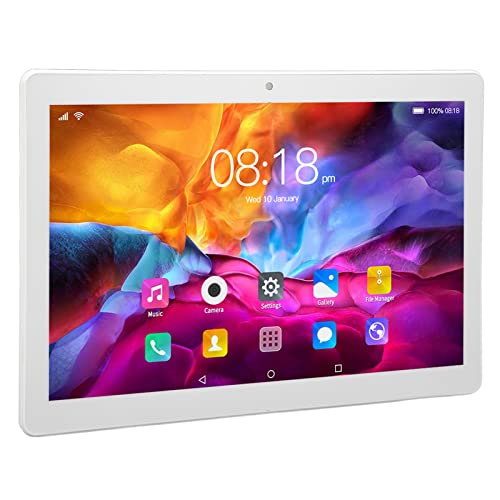 10.1 Inch Tablet for Android12, 1960x1080 HD IPS Display 5G WiFi Tablet 6GB 128GB Support 128GB TF Card, Silver(US)