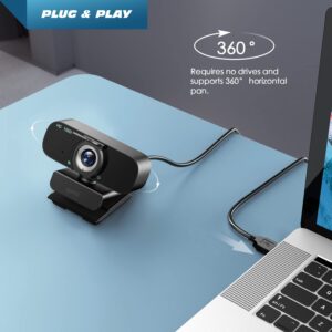 Annirose 1080P HD Webcam with Microphone, USB PC Computer Web Cam with Triopod Stand, Laptop Desktop Full HD Camera Video Webcam, Pro Streaming Webcam for Recording, Calling, Meeting, Gaming