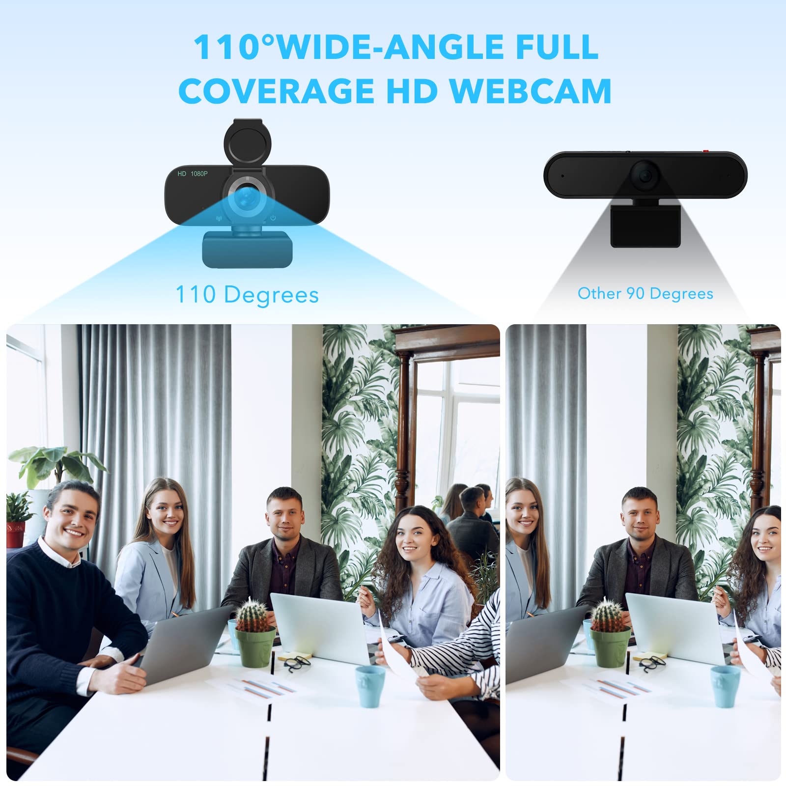 Annirose 1080P HD Webcam with Microphone, USB PC Computer Web Cam with Triopod Stand, Laptop Desktop Full HD Camera Video Webcam, Pro Streaming Webcam for Recording, Calling, Meeting, Gaming