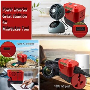 TPDL Powered Inverter Generator 200W for Milwaukee M18 Battery, DC 18v to 110v AC Output, Portable Power Source USB Charger Adapter with LED Light