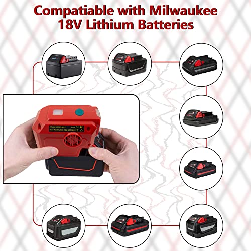 TPDL Powered Inverter Generator 200W for Milwaukee M18 Battery, DC 18v to 110v AC Output, Portable Power Source USB Charger Adapter with LED Light