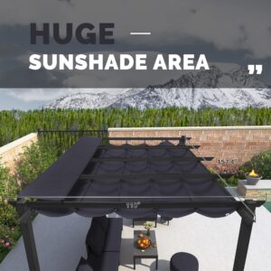PURPLE LEAF 10’ x 13’ Patio Retractable Pergola with Double Sun Shade Canopy Outdoor Grill Gazebo for Deck Backyard Garden Modern Aluminum Pergola, Navy Blue