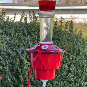 SHWORON Heated Hummingbird Feeders Outdoors, Feeder Heater Attaches to Bottom for Feed Hummingbirds in Freezing Weather Winter Outdoor Garden (Red) 13×13×7