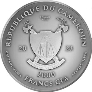2023 DE California Gold Rush PowerCoin Anniversary 1 Oz Silver Coin 2000 Francs Cameroon 2023 Antique Finish