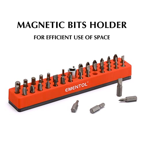 EMENTOL 2PCS 1/4" Magnetic Bits Holder Set - Red and Orange, 86PCS Hole, Bit Organizer with Strong Magnetic, Magnetic Bits Organizer, 2 Pieces