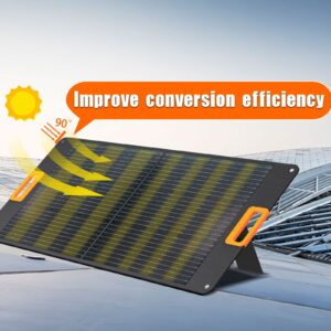 100W Portable Solar Panel Charger Monocrystalline Foldable Solar Panel Kit, 20V Foldable Solar Panel with Adjustable Kickstand, Solar Charger for Power Station RV Camping Off Grid