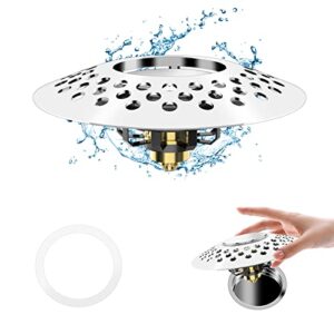 FALALA Universal Bathtub Stopper with Drain Hair Catcher, Upgraded Tub Stopper with Dual Filtration Design, Pop Up Bathtub Drain Plug for 1.6"-2.0" Drain Hole