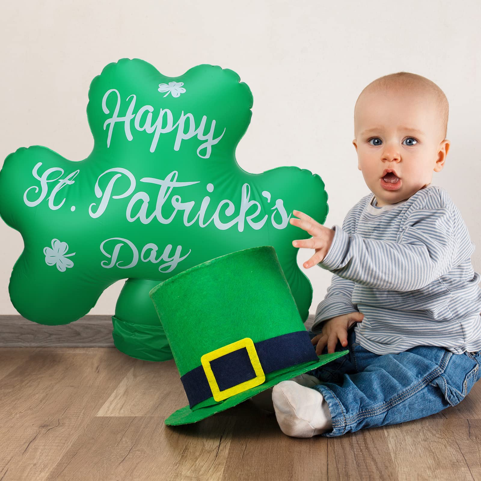 2 Pcs 24 Inch St Patricks Day Inflatable Decorations Inflatable Shamrock Outdoor Decoration Lucky Day Indoor Outdoor Blow Up Yard Garden Lawn Decor