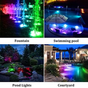 T-SUN Solar Pond Light, Super Bright LED Underwater Color Changing Solar Lights RGB Submersible Fountain Lights IP68 Waterproof Fish Tank Light for Aquarium Garden Pool Fountain Pond 5 in 1