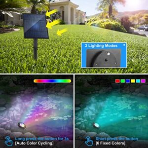 T-SUN Solar Pond Light, Super Bright LED Underwater Color Changing Solar Lights RGB Submersible Fountain Lights IP68 Waterproof Fish Tank Light for Aquarium Garden Pool Fountain Pond 5 in 1