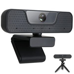 4k webcam 8mp ultra hd live video conference camera with built-in 4 microphones 360 degree swivel computer web camera with privacy shutter and tripod, usb webcam for pc mac laptop desktop computer