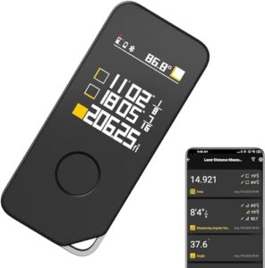 laser measure pro with bluetooth, 5 modes, virtual ruler, real-time measuring, usb-c rechargeable, vibration response, 850 mah, led color screen, unlimited storage, 164 ft, ±1/16" & 1/8"