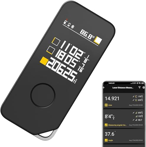 Laser Measure Pro with Bluetooth, 5 Modes, Virtual Ruler, Real-time Measuring, USB-C Rechargeable, Vibration Response, 850 mAh, LED Color Screen, Unlimited Storage, 164 ft, ±1/16" & 1/8"