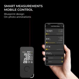 Laser Measure Pro with Bluetooth, 5 Modes, Virtual Ruler, Real-time Measuring, USB-C Rechargeable, Vibration Response, 850 mAh, LED Color Screen, Unlimited Storage, 164 ft, ±1/16" & 1/8"