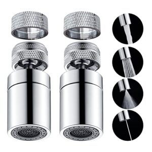 vakitap 2 pack solid brass kitchen sink faucet aerator, universal 4 modes faucet extender head replacement part, 360-degree swivel faucet aerator for kitchen and bathroom male or female thread