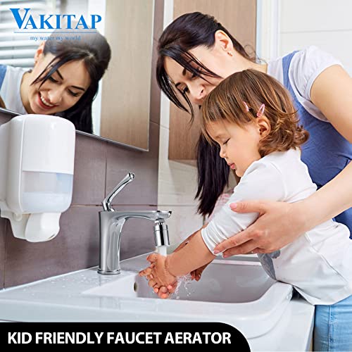 VAKITAP 2 Pack Solid Brass Kitchen Sink Faucet Aerator, Universal 4 Modes Faucet Extender Head Replacement Part, 360-Degree Swivel Faucet Aerator for Kitchen and Bathroom Male or Female Thread