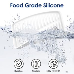 Delimux Silicone Soap Tray for Kitchen Sink Tray 10*5 Inch Sink Sponge Holder with Drain Spout