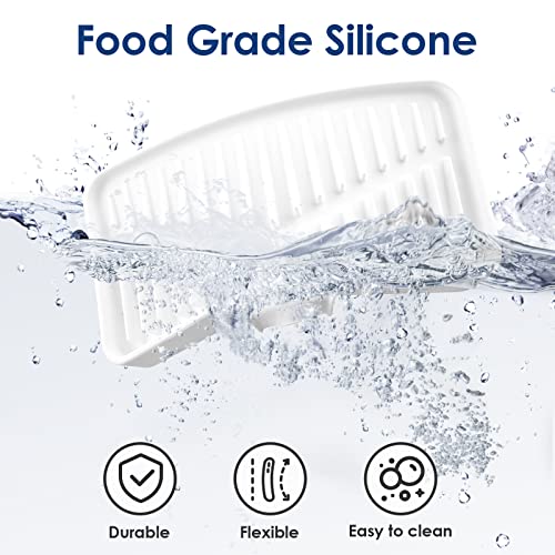 Delimux Silicone Soap Tray for Kitchen Sink Tray 10*5 Inch Sink Sponge Holder with Drain Spout