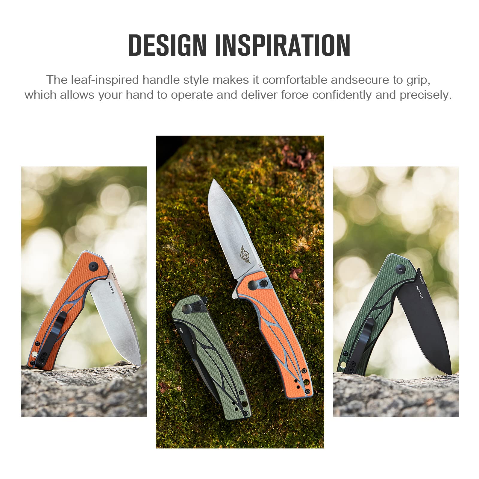 OKNIFE Mettle EDC Pocket Knife, 3.24 inch 154CM Folding Knife with Pocket Clip, G10 Handle Flipper Knife for Hunting, Camping and Work (Orange)