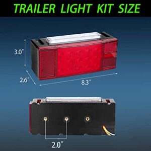 Serlainxin Boat Trailer Lights, Waterproof Trailer Lights Kit, Brake Running Tail Turn Signal License Plate, Heavy Duty Submersible Rear Lights for Trailers, Truck, Marine Boat