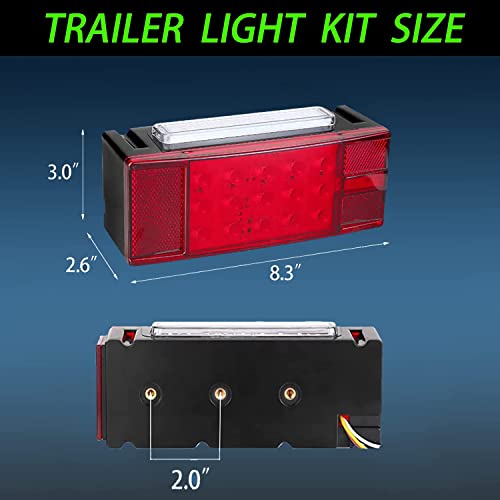 Serlainxin Boat Trailer Lights, Waterproof Trailer Lights Kit, Brake Running Tail Turn Signal License Plate, Heavy Duty Submersible Rear Lights for Trailers, Truck, Marine Boat