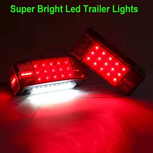 Serlainxin Boat Trailer Lights, Waterproof Trailer Lights Kit, Brake Running Tail Turn Signal License Plate, Heavy Duty Submersible Rear Lights for Trailers, Truck, Marine Boat