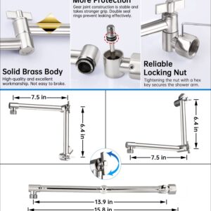 G-Promise All Metal 12 Inch Rainfall Shower Head with Handheld Spray Combo| 3 Settings Diverter|Adjustable Extension Arm with Lock Joints |71 Inches Stainless Steel Hose (Brushed Nickel)