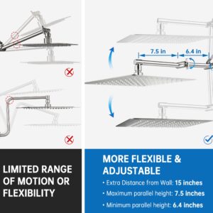 G-Promise All Metal 12 Inch Rainfall Shower Head with Handheld Spray Combo| 3 Settings Diverter|Adjustable Extension Arm with Lock Joints |71 Inches Stainless Steel Hose (Brushed Nickel)