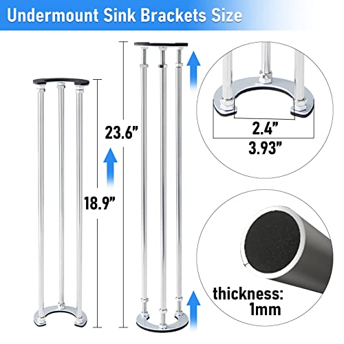 Ganggend Undermount Sink Brackets, Stainless Steel Kitchen Sink Height Adjustable Legs(18.9"-23.6"), Sink Repair Kit Easy Installation, Kitchen Sinks Undermount for Kitchen, Bathroom