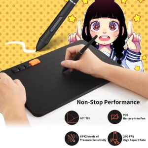 Graphics Drawing Tablet VEIKK Voila L Pen Tablet for PC,with Battery-Free Stylus and 4 Customized Keyboard Keys for Windows/Mac/Linux/Chrome/Android
