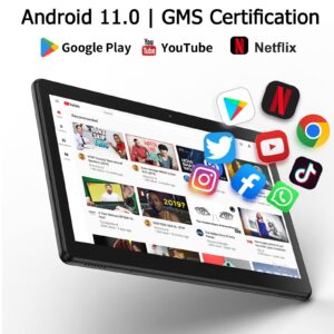 Relndoo Android Tablet 10 inch, Android 11 Tablet 2GB RAM 32GB ROM 512GB Expand, Tablet Android with 8000mAh Battery, WiFi, GPS, Bluetooth, Dual Camera, GMS Certified