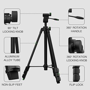 Xincere 55-inch Lightweight Aluminum Laser Level Tripod Stand with Bubble Level, Quick Release Plate with 1/4"-20 Screw Mount for Laser Line Leveling