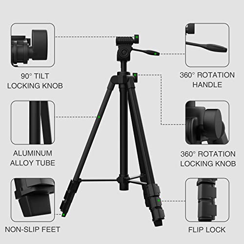 Xincere 55-inch Lightweight Aluminum Laser Level Tripod Stand with Bubble Level, Quick Release Plate with 1/4"-20 Screw Mount for Laser Line Leveling