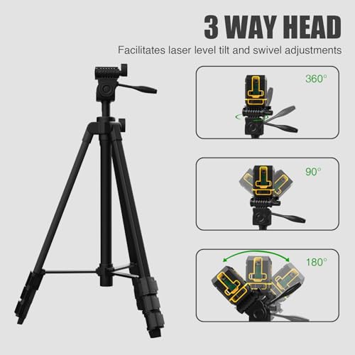 Xincere 55-inch Lightweight Aluminum Laser Level Tripod Stand with Bubble Level, Quick Release Plate with 1/4"-20 Screw Mount for Laser Line Leveling