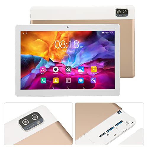 CHICIRIS Calling Tablet, 10.1 Inch Tablet 5G WiFi Calling Gold 1960x1080 Resolution for Work (US Plug 110V Light Source)