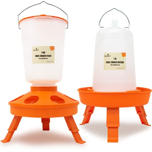 Roosty's Chick Feeder and Waterer Kit, Chicken Feeder and Waterer Set, 1.5kg Poultry Feeder and 1.5L Chick Waterer - Baby Chick Feeder, Baby Chick Waterer, Chicken Starter Kit, Baby Chicken Supplies