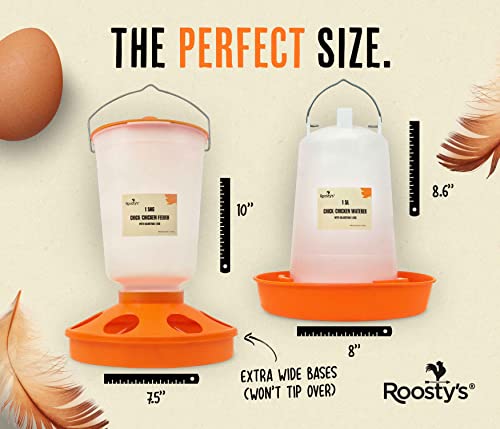 Roosty's Chick Feeder and Waterer Kit, Chicken Feeder and Waterer Set, 1.5kg Poultry Feeder and 1.5L Chick Waterer - Baby Chick Feeder, Baby Chick Waterer, Chicken Starter Kit, Baby Chicken Supplies