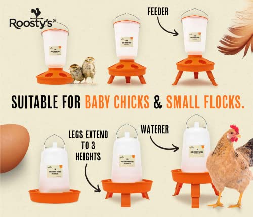 Roosty's Chick Feeder and Waterer Kit, Chicken Feeder and Waterer Set, 1.5kg Poultry Feeder and 1.5L Chick Waterer - Baby Chick Feeder, Baby Chick Waterer, Chicken Starter Kit, Baby Chicken Supplies