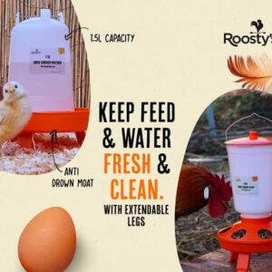 Roosty's Chick Feeder and Waterer Kit, Chicken Feeder and Waterer Set, 1.5kg Poultry Feeder and 1.5L Chick Waterer - Baby Chick Feeder, Baby Chick Waterer, Chicken Starter Kit, Baby Chicken Supplies