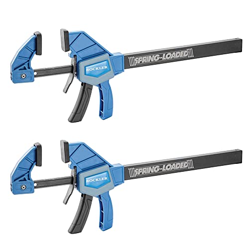 2-Pack Spring-Loaded One-Handed 10” Bar Clamp – Trigger Clamp leaves other Hand Free to Position Parts – Pistol Grip Woodworking Clamps Closes Jaws for one-handed clamping – Nylon Quick Clamps