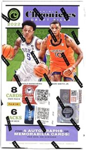 2022-23 chronicles draft picks basketball hobby (6 packs/8 cards: 2 auto/2 mem)